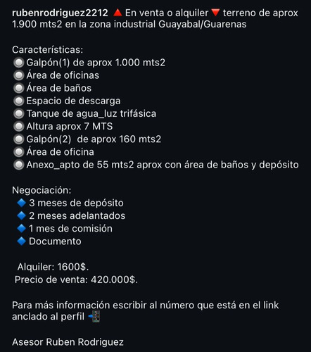 Zona Industrial Guayabal Guarenas Alquiler Con Opcion A Compra