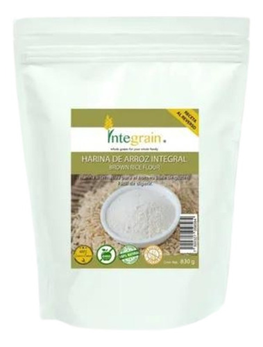 Harina De Arroz Integral 830g Integrain Libre De Gluten