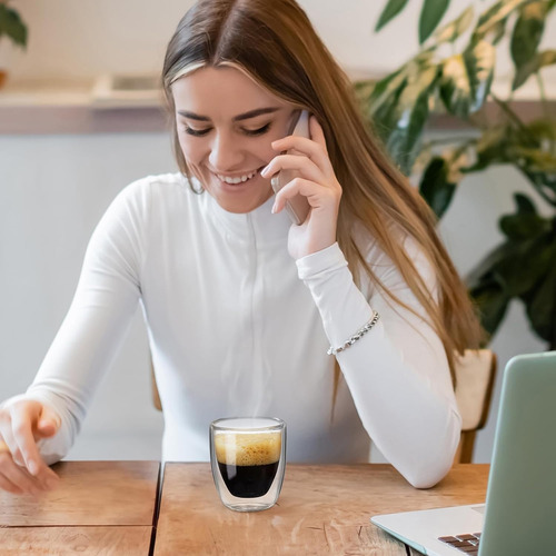 Juego De 4 Tazas De Espresso De Doble Pared (50% Mas Grue...