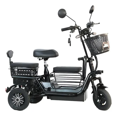 Triciclo Elétrico 350w Adulto Passeio Scooter Dobrável Preto