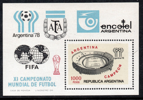 Argentina Bloc Mint Argentina Mundial De Fútbol Año 1978 