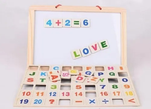 Pizarra Magnética Madera Montessori Letras Imán Cubeta Toys