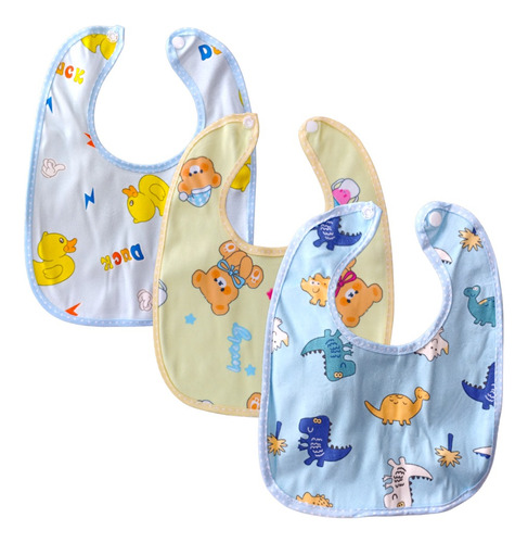 Pack 12 Baberos Sintetico Estampados Impermeable Bebes 3-9m 