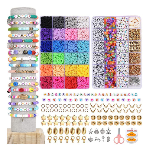 Juego De Cuentas 24 Colores Y Letras 5369 Kit Hacer Pulseras