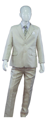 Traje Formal Niño/juvenil Hungria Hueso Con Camisa Y Corbata