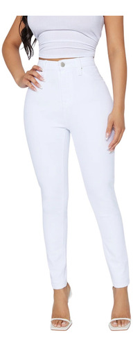 Calça Jeans Sarja Branca Premium Enfermagem Ultra Elastano