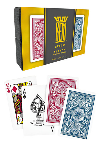 Kem Arrow Narrow Poker Set De Cartas 2 Mazos Eeuu Standard Reverso Negro Idioma No Tiene