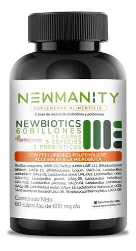 60 Billones Newbiotics Probiotico Magnesio Simbiótico 4 En 1