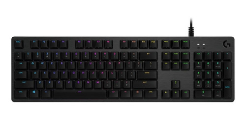 Imagen 1 de 2 de Teclado gamer Logitech Serie G G512 QWERTY GX Blue inglés US color carbón con luz RGB