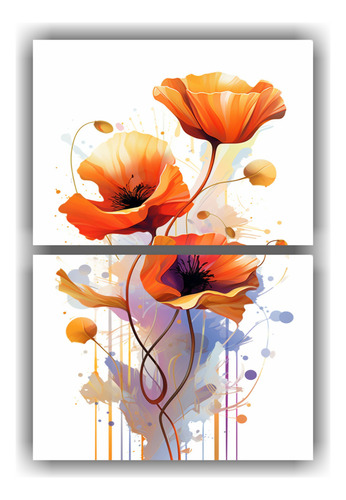 Dos Canvas Finas Lineas Tulipanes Originalidad 65x100cm