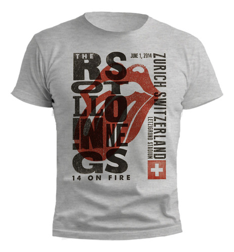 Remera Rolling Stone Suiza Poster Gris Melange