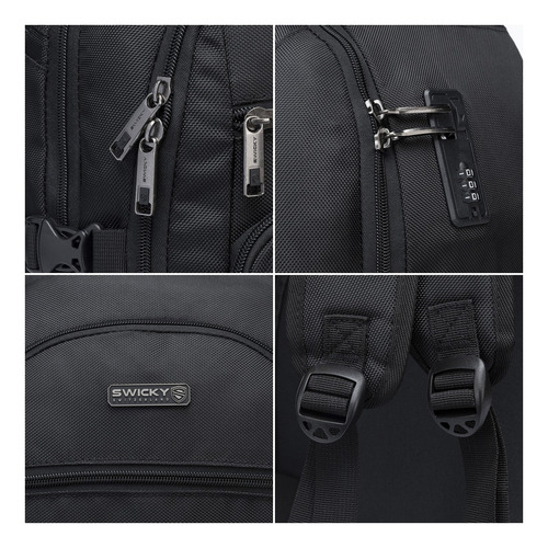 Mochila Executiva De Rodinhas Reforçada Notebook Trabalho Cor Preto 2 Desenho Do Tecido Liso