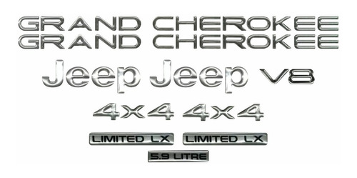 Kit Adesivo Emblema Resinado Jeep Grand Cherokee Lx 5.9 Fgc