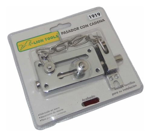 Pasador Con Cadena Puertas Ventanas Acero Seguridad Liontool