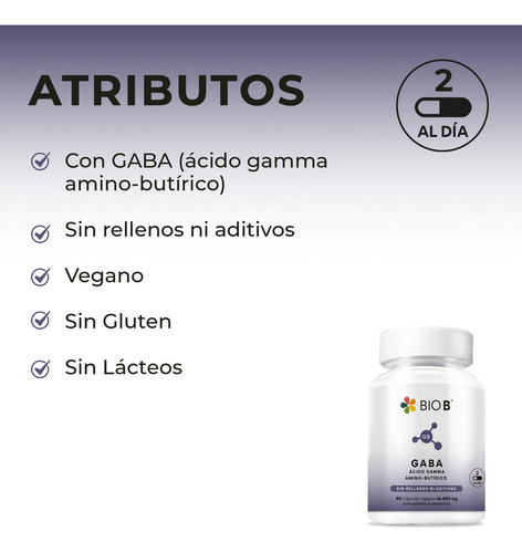 Bio B Gaba 800mg (ácido Gamma Amino-butírico) | 60 Cápsulas Sabor Sin sabor