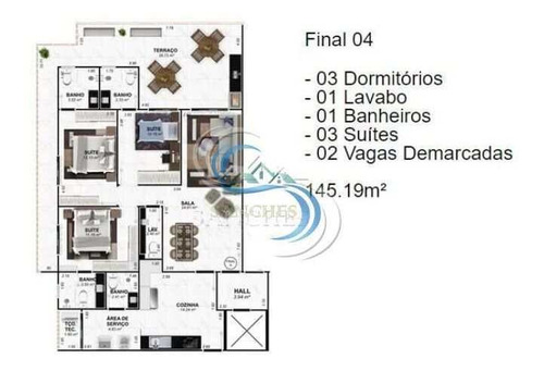 Imagem 18 de 20 de Apartamento 182 M² - Alto Padrão - Em Obras - Vila Caiçara - Praia Grande - Sp - V2827