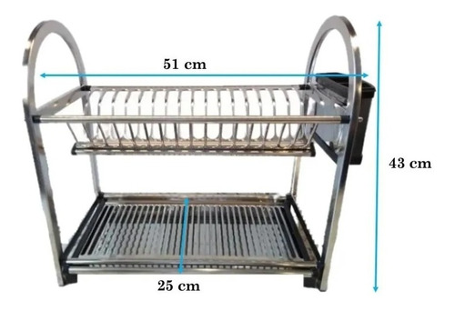 Imagen 5 de 10 de Escurre Secaplatos Vajilla Acero Inoxidable 2 Pisos Oferta!!