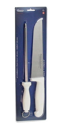 Kit P/ Churrasco Faca E Chaira Em Aço Inox 2 Peças Western