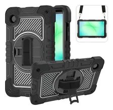 Funda Para Samsung Galaxy Tab A11 8.7 2025 (sm-x130, Sm-135) Y A9 8.7 2022 Case De Uso Rudo + Correa De Hombro Soporte Giratorio (negro)