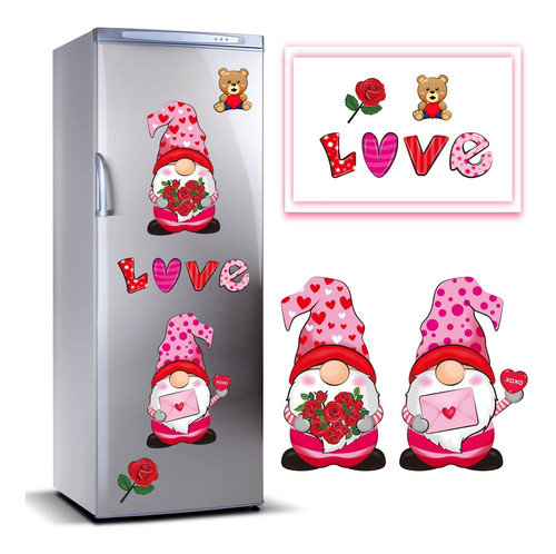 8 Imane Para Nevera Gnomo Dia San Valentin Decorativo Oso