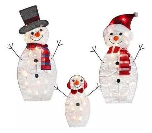 3 adornos navideños de muñecos de nieve para exteriores para color A