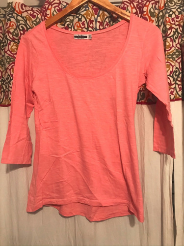 Remera Rosa Zara Manga 3/4 Algodon Talle M
