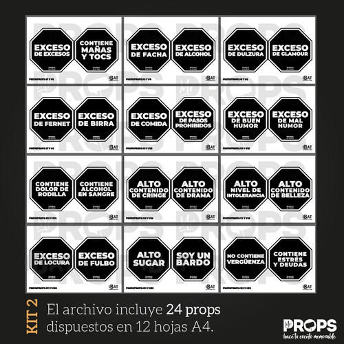 Props Cumple 40 Años + Kit Carteles Excesos Para Imprimir