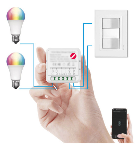 Mini Switch Zigbee 2 Canales Domotica Smartlife Tuya