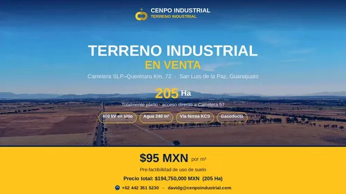 Terreno Industrial 205 Ha Ideal Para Parque Solar O Desarrollo Industrial | San Luis De La Paz, Guanajuato - foto 1