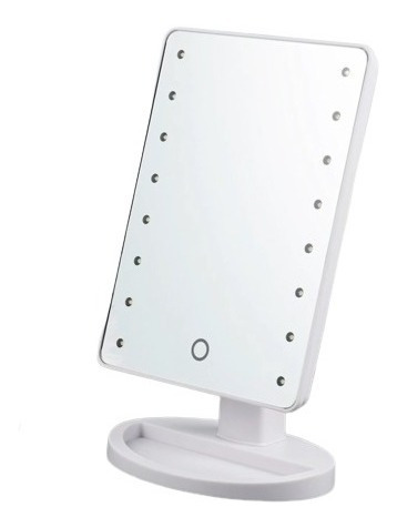 Imagen 7 de 7 de Espejo Rectangular Maquillaje Con Luz 16 Leds Y Base 16x21cm