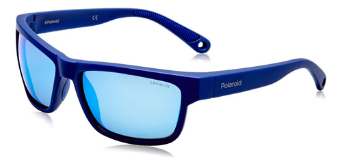 Polaroid Mens Modern Polarized Squares Anteojos De Sol, Azul