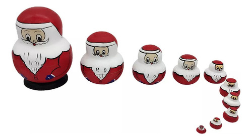 . Muñeca Rusa De Madera De Papá Noel De Navidad, 10 Piezas