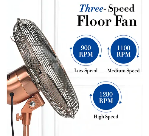 Deco Breeze Ventilador Oscilante De 3 Velocidades Con Altur