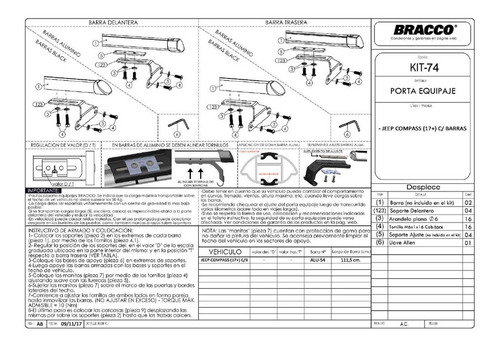 Imagen 3 de 10 de Porta Equipaje Jeep Compass 17+ Barras Aluminio Bracco