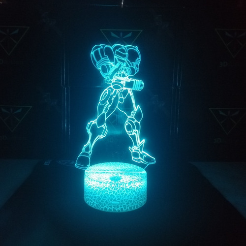 Lámpara 3d Samus Aran Metroid Base Agrietada