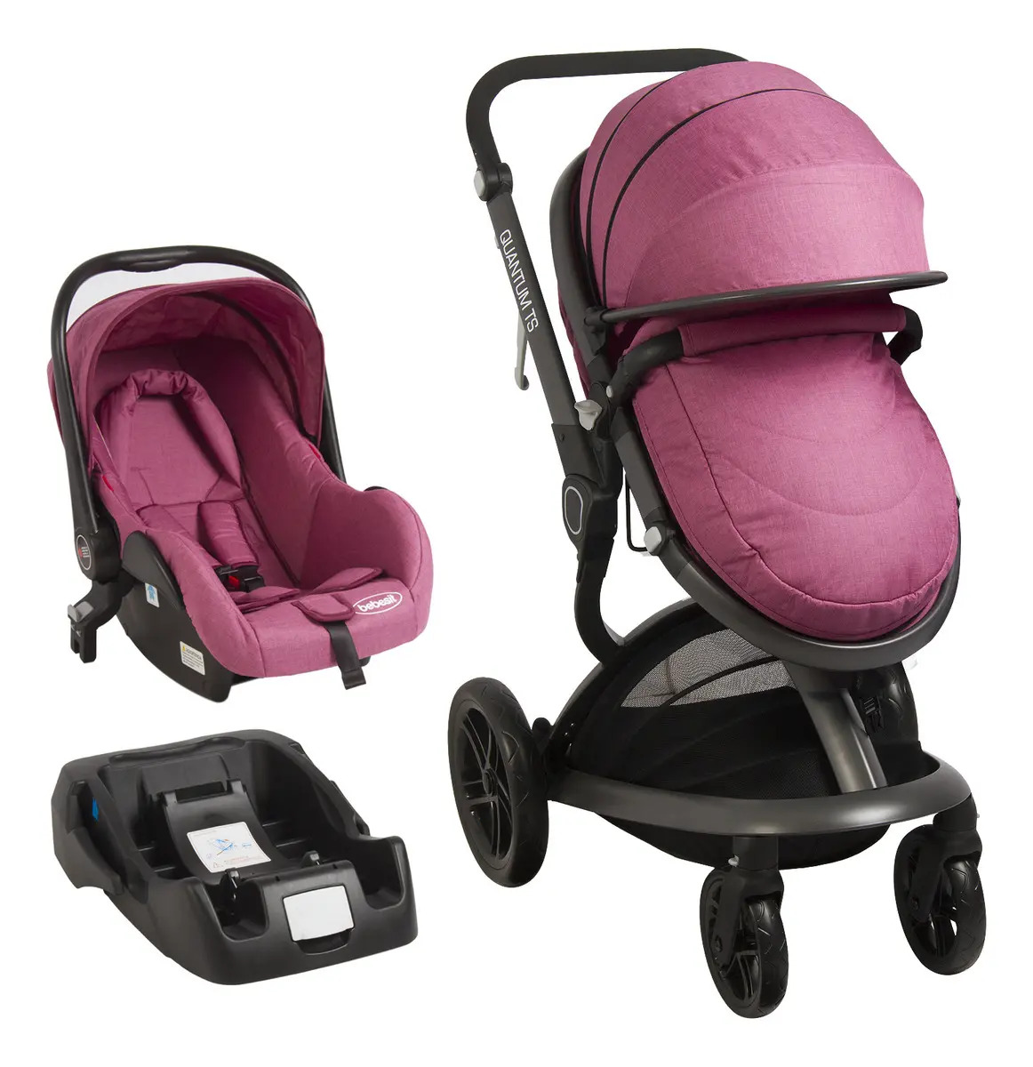 Coche Travel System Quantum Rosa Rosa