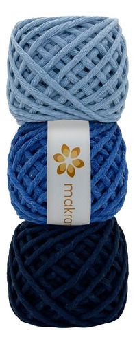 Hilaza De Algodón Para Macramé 3mm Kit 3pza Colores Color Azules