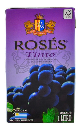 Vino Rosés Caja Tetra 1 Litro Tinto Suave Pack X 12 Unidades