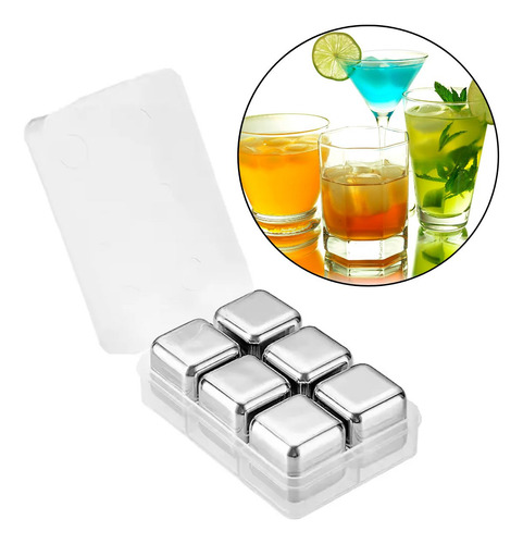 Kit 12 Cubos De Gelo Inox Pedras Reutilizáveis Bebida Drinks