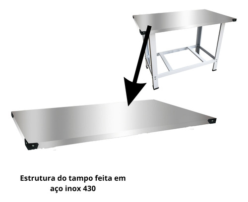 Banco industrial y mesa de servicio, panel de acero inoxidable 120x70