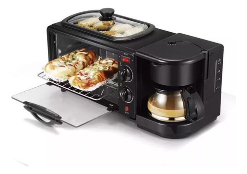 Máquina Para Desayunos 3 En 1: Horno, Sartén, Cafetera.