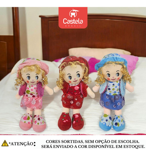 Pelúcia Boneca De Pano Cabelo Cacheado Loiro Sortido Castela
