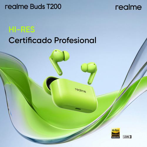 Realme Buds T200 Audifonos Cancelacion Ruido 32db Anc Bluetooth 5.4 Microfonos Inalambricos Certificación Hi-res 12.4mm Ip55 45 Ms De Latencia Ultrabaja Blanco