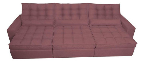 Sofá Retrátil e Reclinável 4,12m com Molas Ensacadas Cama Inbox Gold Tecido Suede Velusoft Vinho