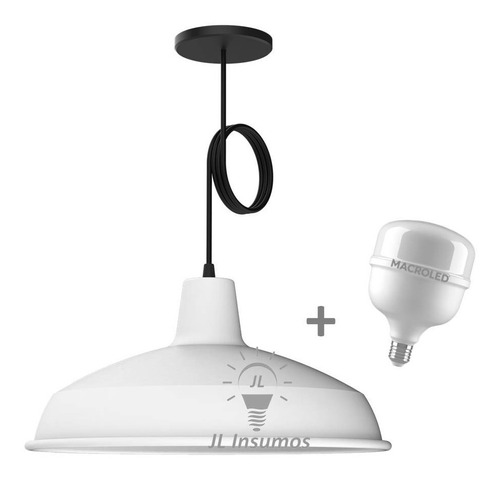 Colgante Campana 40cm Bell01 + Lampara Led 40w C Macroled