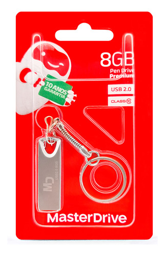 Kit 50 Pendrive Grande 8gb Atacado Masterdrive Prateado Lisa