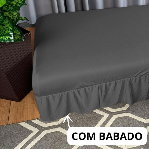 Capa De Sofá Sem Apoio De Braço Futon Com Babado 2 Lugares Cor Cinza Lisa