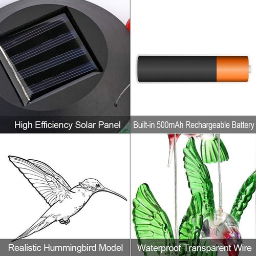 Imagen 4 de 8 de Cambia De Color Led Móvil Colibrí Viento Campanadas Lámpara