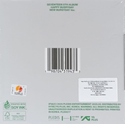 Seventeen 5th Album Happy Burstday New Burstday Ver. Cd Box