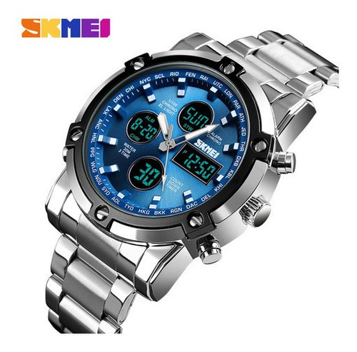 Reloj Digital Skmei Hombre Acero Inoxidable Contra Agua